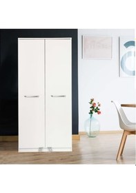 Resim Beyaz Çok Amaçlı 90 Derece Açılabilir 2 Kapaklı Kiler Dolap 