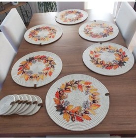 Resim 6 Kişilik 12 Parça Amerikan Servis, Hasır Supla Takımı, Tabak Ve Gold 