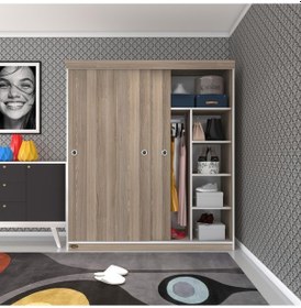 Resim Kenzlife Gardırop Sürgülü Kapaklı Kapılı 160 Papatya Crd Gardolap Dolap 