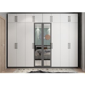 Resim Hugo 8 Kapaklı Dolap Gardırop Füme Beyaz 