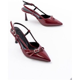 Resim İnf-2300 Bordo Rugan Günlük Arkası Açık Fiyonklu Topuklu Baya... Bordo 