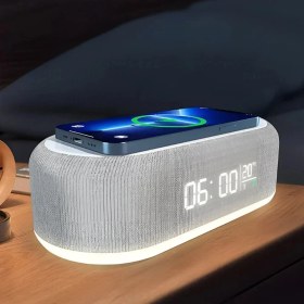 Resim Daily Link 4-In-1 15W Kablosuz Şarj Cihazı Çalar Saat Alarm Gece Lambası 