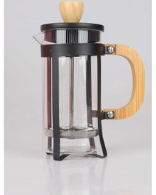 Resim Özel Tasarım Bambu Detaylı Çelik Cam French Press Bej 