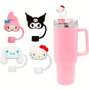 Resim Sanrio Cute Karikatür Karakter PVC Pipet Kapağı, Toz Geçirmez ve Tekrar Kullanılabilir Pipet Başlığı, Pipet Kutusu, 30 ve 40 Ounces ile Tutma Tumbler - 10mm Pipet için Uygun 