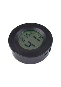 Resim Chuangyinshop Siyah Basit Taşınabilir Yuvarlak Elektronik Sıcaklık Ve Nem Ölçer Reptil Akrilik Kutu Termometre 