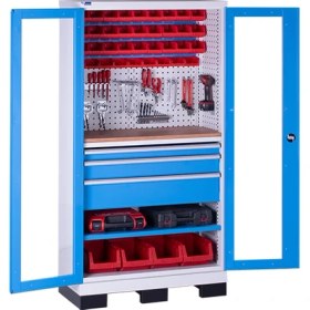 Resim Star Çelik Endüstriyel Malzeme Dolabı-3 çekmeceli-Pleksi Kapaklı- Takım Asma Panolu-Avadanlık Kutulu 