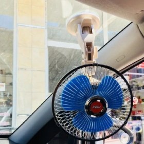 Resim Temiz Pazar Oto Vantilatör Çap 18 cm Vantuzlu Döner Başlıklı 12V Araç Içi Fan 