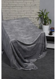 Resim Balık Sırtı Kaydırmaz Tay Tüyü Koltuk Örtüsü Gri 