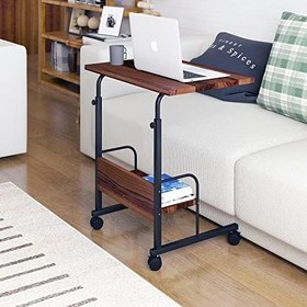 Resim 60X40 Raflı Yükseklik Ayarlı Frenli Tekerlekli Çalışma Masası Laptop Sehpası 