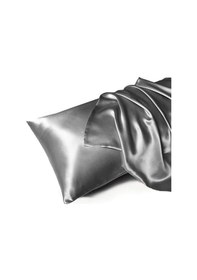 Resim 2 Li İpek Dokulu Saten Yastık Kılıfı 50x70 - Koyu Gri - Mikrosaten, Saç Ve Cilt Dostu Diğer 