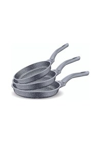 Resim Fms D3000 Döküm Granit 3 Parça Tava Seti Gri 20-24-28 Cm 