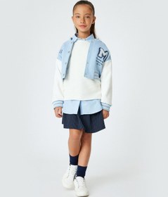 Resim Koton Pileli Etek Pileli Viskon Kumaş Lacivert Çizgili 5wkg70036ak Lacivert 