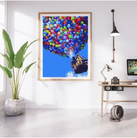 Resim SANAT Sayılarla Boyama & Hobi Seti - Yukarı Bak - Fırça Boya Duvara Asma Aparatı Dahil 40x50 Tablo 