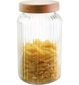 Resim Morponi Bambu Kapaklı Cam Çizgili Erzak Kavanozu 4900 Ml Şeffaf 