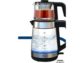 Resim Allians Yenidem Inox Geniş Hazneli Çay Makinesi ve LED Işıklı Su Isıtıcı 
