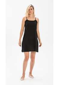 Resim Pamuk Kombinezon Şile Bezi Ayarlanabilir İp Askılı Elbise İç Astarı Jüpon 2'li Set Siyah-siyah Syh/syh-siyah-siyah Siyah 