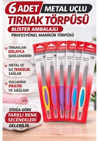Resim 6 Adet Metal Uçlu Tırnak Törpüsü Blister Ambalajlı Profesyonel Manikür Törpüsü Seti 
