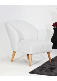 Resim Nola Berjer & Tekli Koltuk - Keten Beyaz 