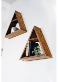 Resim Grootland Ahşap Üçgen Duvar Rafı Ceviz 