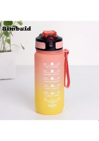 Resim 600ml/750ml/1000ml Spor Şişesi Zaman Ölçeği İle Açık Degrade Renk İçme Suyu 600ml Yellow-d 600ml To 1000ml 600ml Yellow-d 