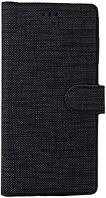 Resim Coverzone General Mobile Gm 21 Plus İle Uyumlu Standlı Kartvizitli ve Para Gözlü Kumaş Desen Cüzdan Kılıf Siyah 