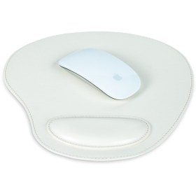Resim OttoAngelino Londo Oval Deri Mousepad - Bilek Destekli - Rahatlatıcı Süngerli - Beyaz 