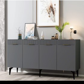 Resim DEMONTE DECOR 4 Kapaklı Alvin Konsol Antrasit - Antrasit 