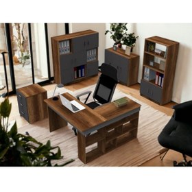 Resim Robin Home Boston Ofis Takımı Ofis Büro Masa Takımı L Masa Barok- Antrasit 