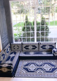 Resim BAKIRÖZÜ HOME Şark Köşesi Takımı (20 CM MİNDER KALINLIĞI) Lacivert Yahyalı Modeli 10 Parça 