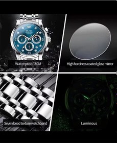 Resim Olevs 2889 Lüks Quartz Kronograf Erkek Kol Saati Şık Ve Dayanıklı Tasarım Mavi 