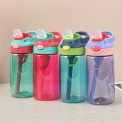 Resim 1 adet 16oz BPA içermeyen plastik su şişesi renkli ördek gagalı pipet ile - Taşınabilir, sızdırmaz, şık spor bardağı pembe, yeşil, mavi ve mor renklerde - Açık hava fitnessi, yürüyüş ve seyahat için ideal, Seyahat su şişesi 