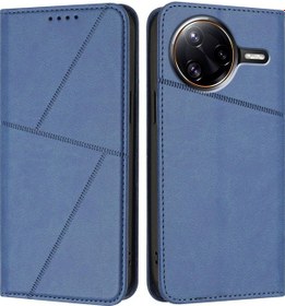 Resim Xiaomi Poco F7 Ultra / Redmi K80 Pro İçin Güçlü Manyetik Buzlu Flip Deri Telefon Kılıfı Kraliyet Mavisi 