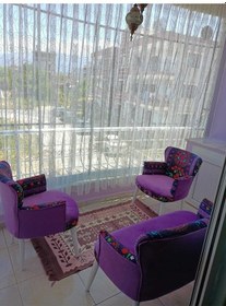 Resim Azra Mobilya Çay Seti Koltuk Takımı-balkon Koltuğu-ofis-büro-bahçe Koltuğu-berjer-koltuk Etnik Desen Mor 