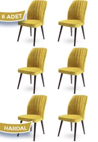 Resim Canisa Platinum Serisi Üst Kalite Yemek Odası Sandalye 6 Adet Hardal Sandalye Metal Kahverengi Iskeletli 