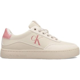Resim Calvin Klein Classic Cupsole Low Leather Womens Sneaker Hakiki Deri Kadın Günlük Spor Ayakkabı Bej Bej 