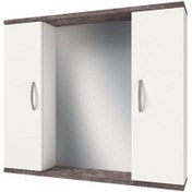 Resim banos Ad3 Metal Kulplu 2 Kapaklı Beyaz Varşova Mdf 80 Cm Aynalı Banyo Üst Dolabı 