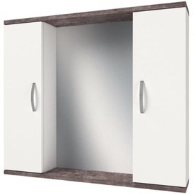 Resim banos Ad3 Metal Kulplu 2 Kapaklı Beyaz Varşova Mdf 80 Cm Aynalı Banyo Üst Dolabı 