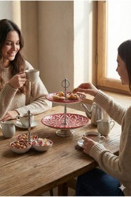 Resim RİVO HOME DECOR The Mia Corallo Kırmızı 2'li Sunum Seti - Kek Standı ve Çerezlik 