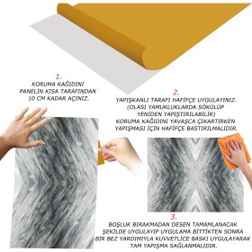 Resim Tink Kendinden Yapışkanlı Çizgili Gri Mermer Desenli Pvc Panel 41X62 cm (12 Adet) 3 M² 