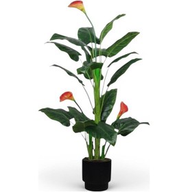 Resim Yapay Ağaç Gala Ağacı Salon Bitkisi 160cm 20 Yaprak Vega Plastık Saksıda 