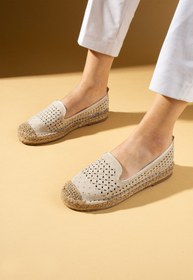 Resim Pembe Potin Kadın Espadril Bej Süet Hafif Rahat Taban Şık Günlük Ayakkabı 