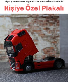 Resim bebeym Volvo Metal Oyuncak Tır - Işıklı ve Sesli Kişiye Özel Plakalı - Kırmızı 