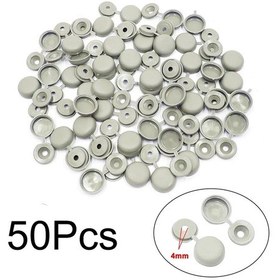 Resim Lasonstiges 50 Adet.gri Menteşeli Plastik Kapak Klipsleri 4mm Otomatik Araba Dekor Perçinler İç Aksesuarları Sabitleme İçin 
