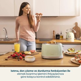 Resim Cecotec Toast Taste 800 Vintage Light Green Retro Ekmek Kızartma Makinesi 