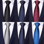 Resim 6'lı Paket Erkekler İçin Düz Renkli Polyester Fermuarlı Kravat Seti, Klasik Retro İş, Görüşme ve Davetler için Siyah, Gri, Lacivert – Erkek Arkadaşlar İçin Mükemmel Hediye 