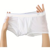 Resim Kişilik Yan Açıklıklı Nefes Alabilir Ultra İnce Düşük Bel Buz Kaydırmaz Lif Kumaş Erkek Boxer Külotlar 