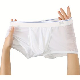 Resim Kişilik Yan Açıklıklı Nefes Alabilir Ultra İnce Düşük Bel Buz Kaydırmaz Lif Kumaş Erkek Boxer Külotlar 