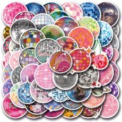 Resim 55 Adet Karikatür Disko Topu Vinil Sticker - Yeniden Kullanılabilir, Parlak Bitiş Laptoplar, Su Şişeleri, Bavullar & Daha Fazlası İçin 