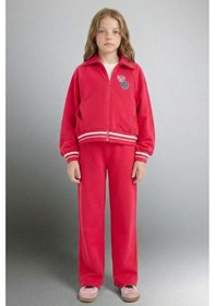 Resim Defacto Kız Çocuk 2li Takım Fermuarlı Sweatshirt Eşofman Altı G8040a826sprd345 Kırmızı-rd345 