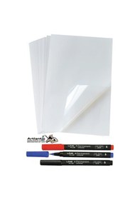 Resim A3 Asetat Kağıdı 25 Adet Pvc Ve Asetat Kalemi S Siyah Mavi Kırmızı 1 Paket Fotokopi Asetatı Şeffaf Transparan 100 Mikron 